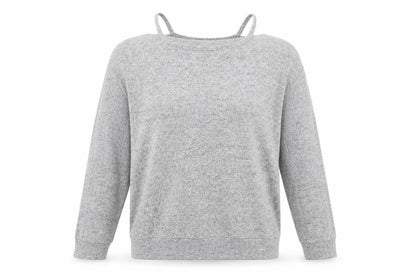Front view of COIN 1804 women’s grey jumper, size L