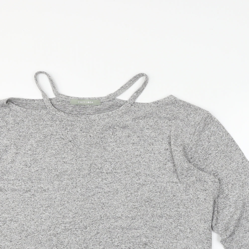 Close-up detail of COIN 1804 women’s grey jumper, size L