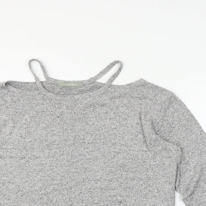 Close-up detail of COIN 1804 women’s grey jumper, size L
