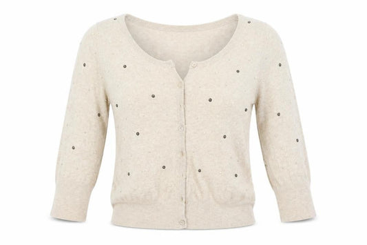 BE BEAU Womens Beige   Cardigan Jumper Size 14  - perl detail
