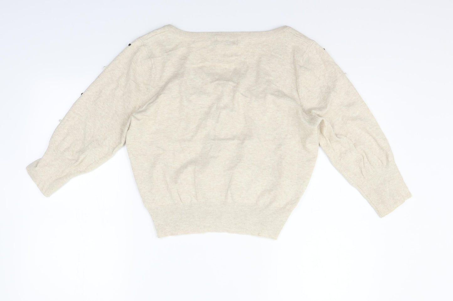 BE BEAU Womens Beige   Cardigan Jumper Size 14  - perl detail