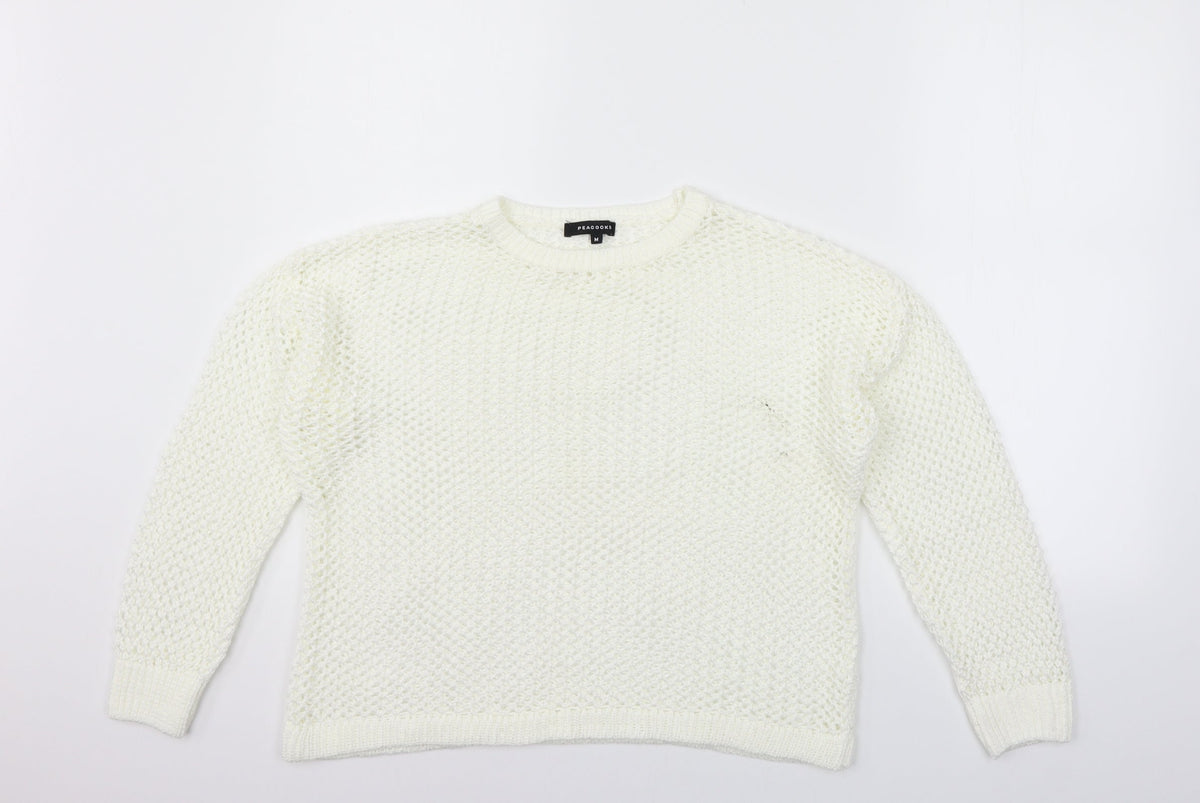Peacocks Womens White   Pullover Jumper Size M  - washable marks