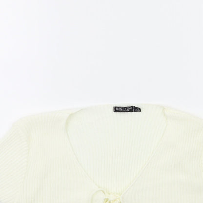 Nasty Gal Womens White  Knit Cardigan Jumper Size 10