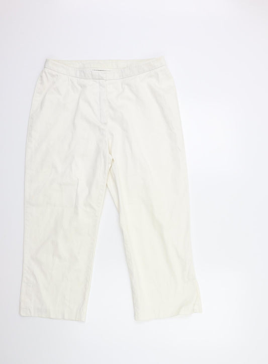 Womens UK Size 32 in Marks and Spencer Regular Fit Cropped White Trousers