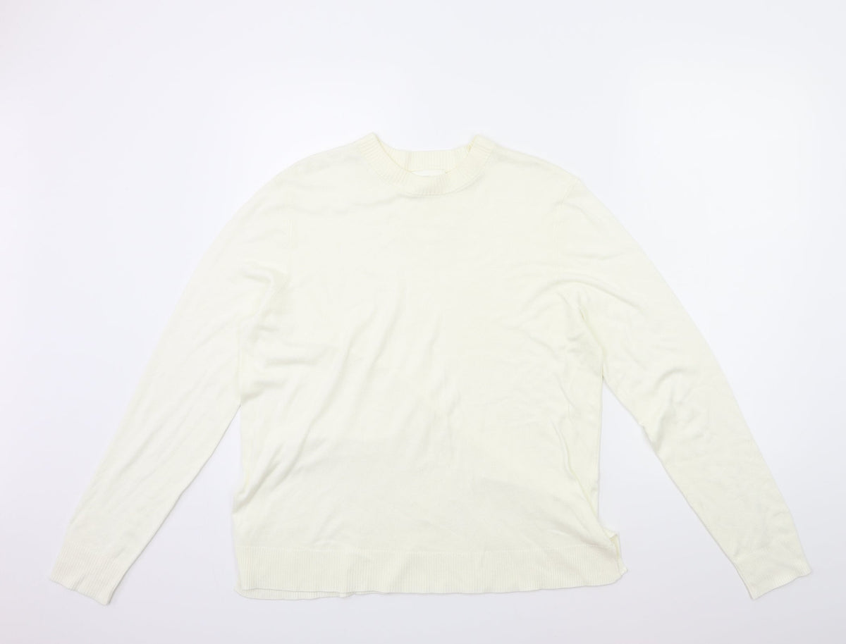 H&M Womens White  Knit Pullover Jumper Size M