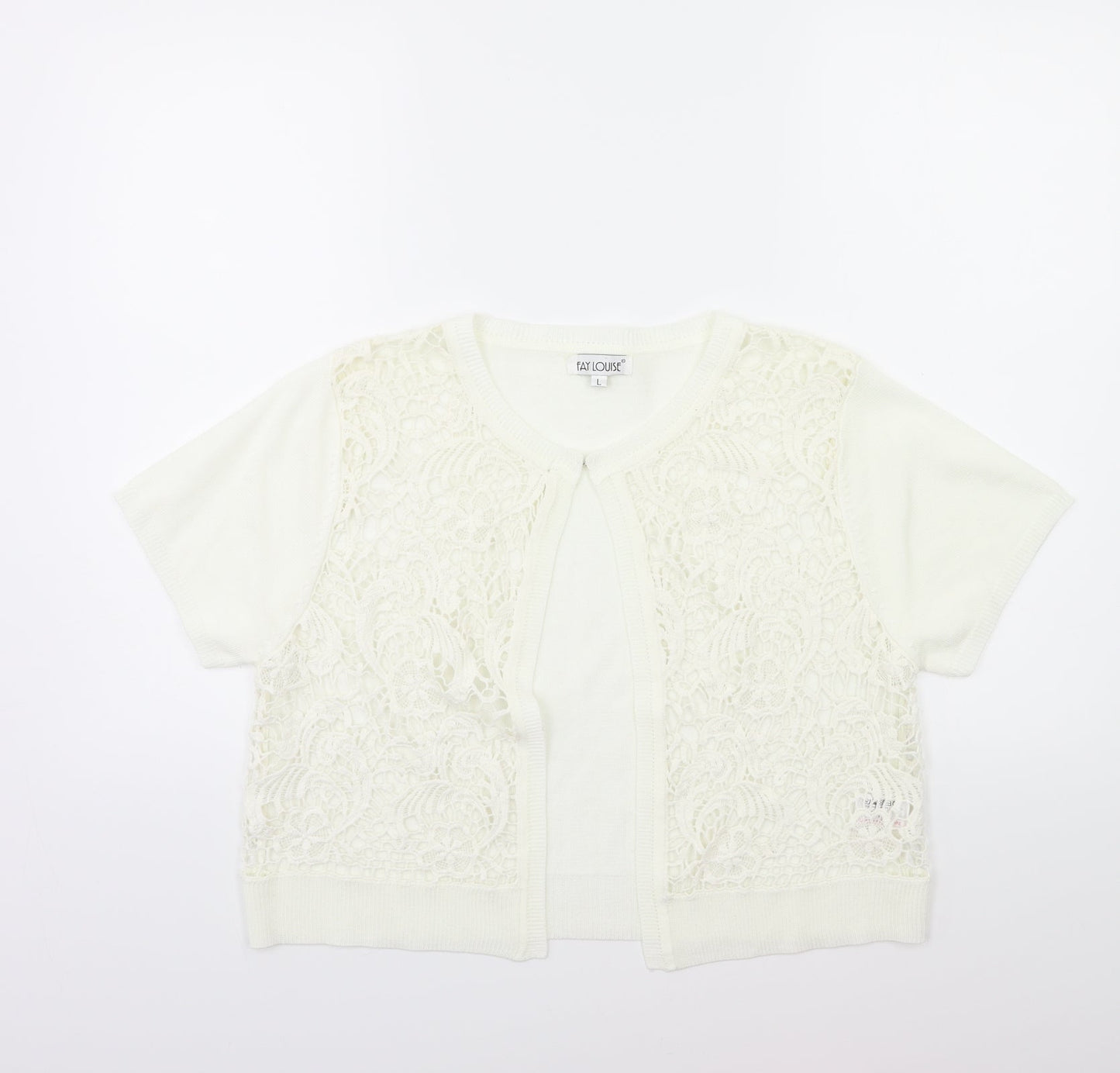 Fay Louise Womens White  Knit Cardigan Jumper Size L