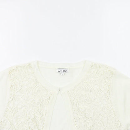 Fay Louise Womens White  Knit Cardigan Jumper Size L
