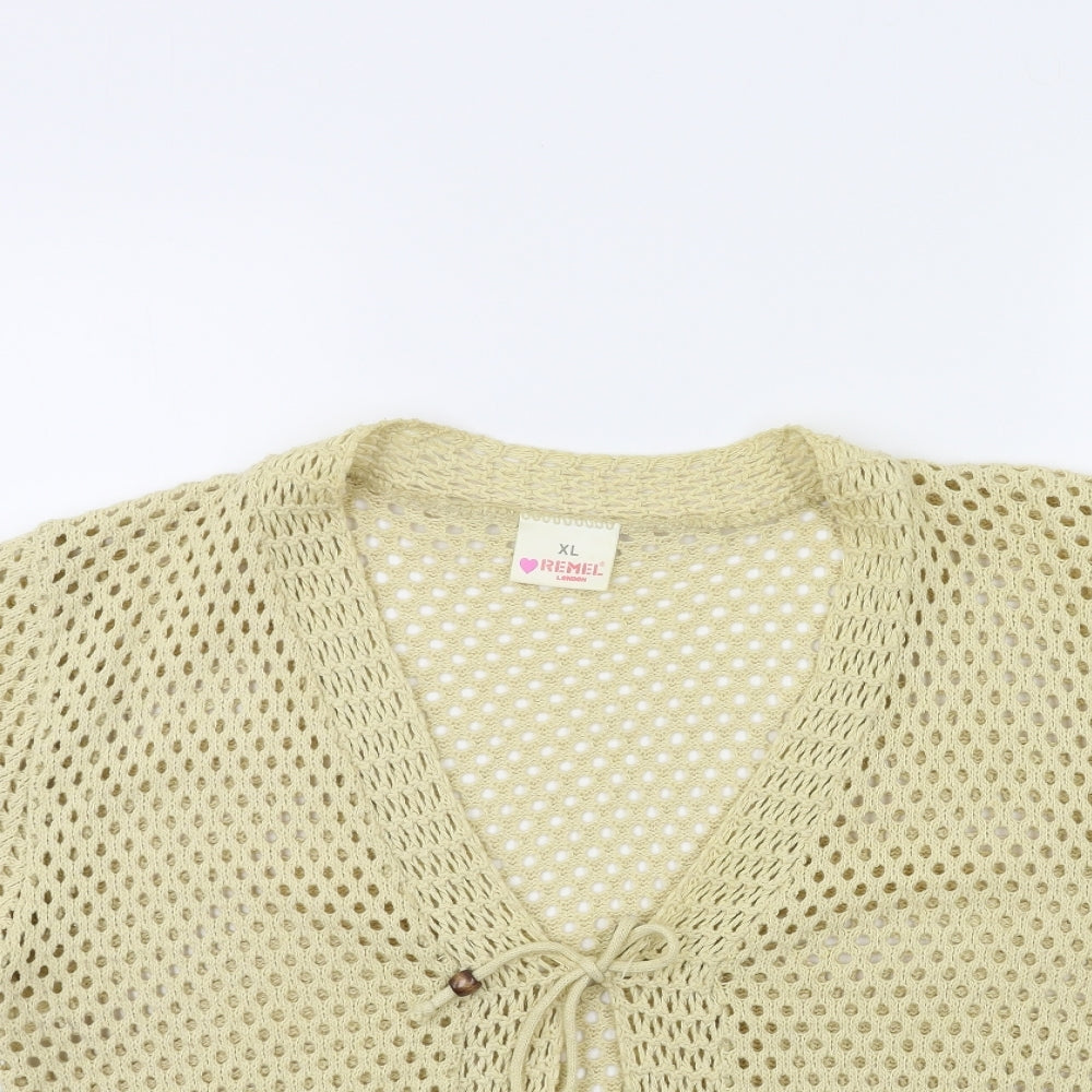 Remel Womens Beige  Knit Cardigan Jumper Size XL