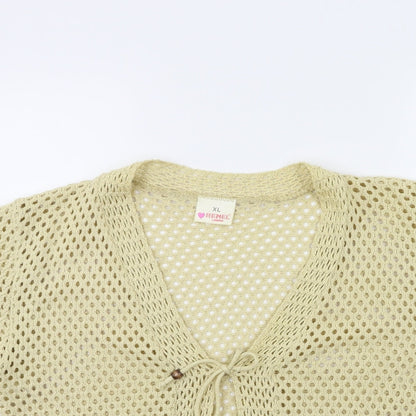 Remel Womens Beige  Knit Cardigan Jumper Size XL