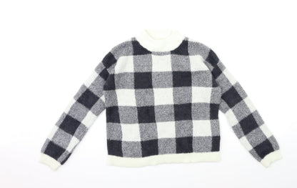Primark Girls Green Check Knit Pullover Jumper Size 12 Years