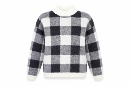 Primark Girls Green Check Knit Pullover Jumper Size 12 Years