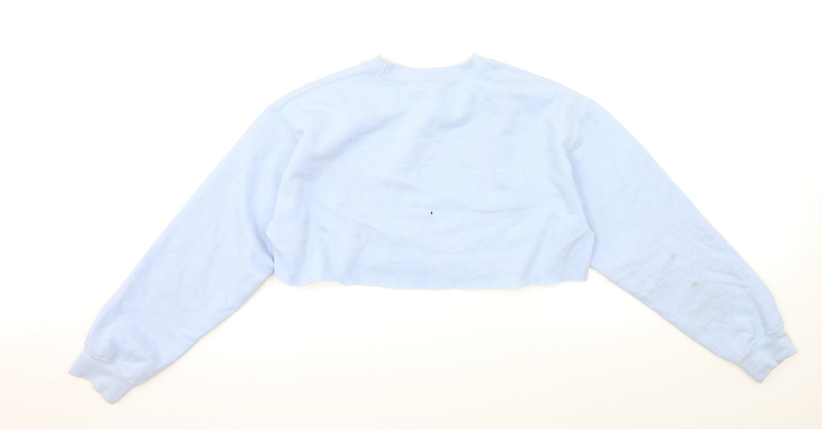 Back view of g&g women’s blue pullover sweatshirt, size M, - cropped