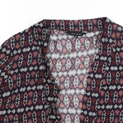 New Look Womens Red Geometric  Wrap Jumper Size 12