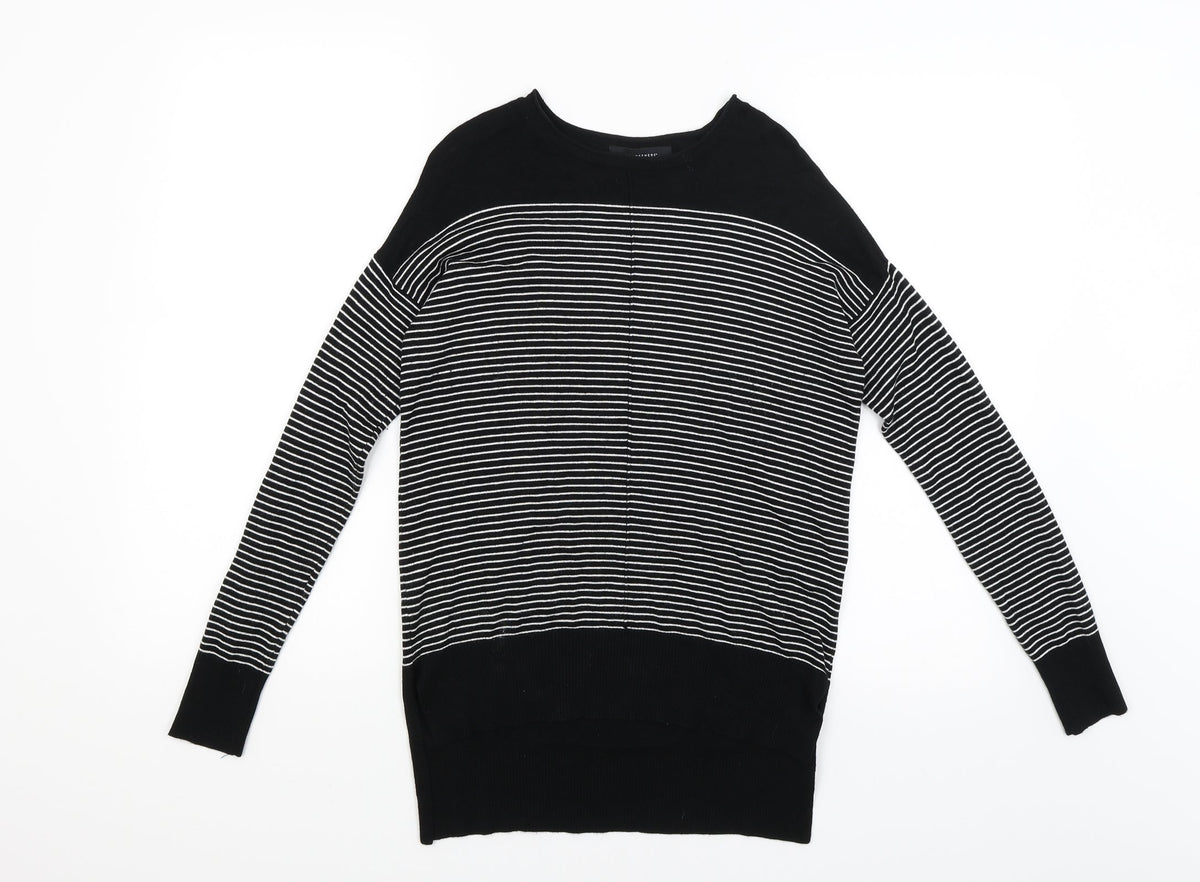 Additional front view of Atmosphere women’s black striped jumper, size UK 8