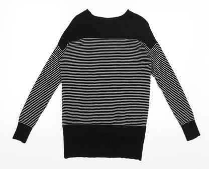 Back view of Atmosphere women’s black striped jumper, size UK 8
