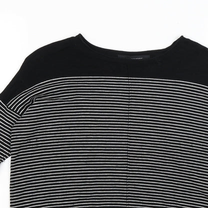 Close-up detail of Atmosphere women’s black striped jumper, size UK 8