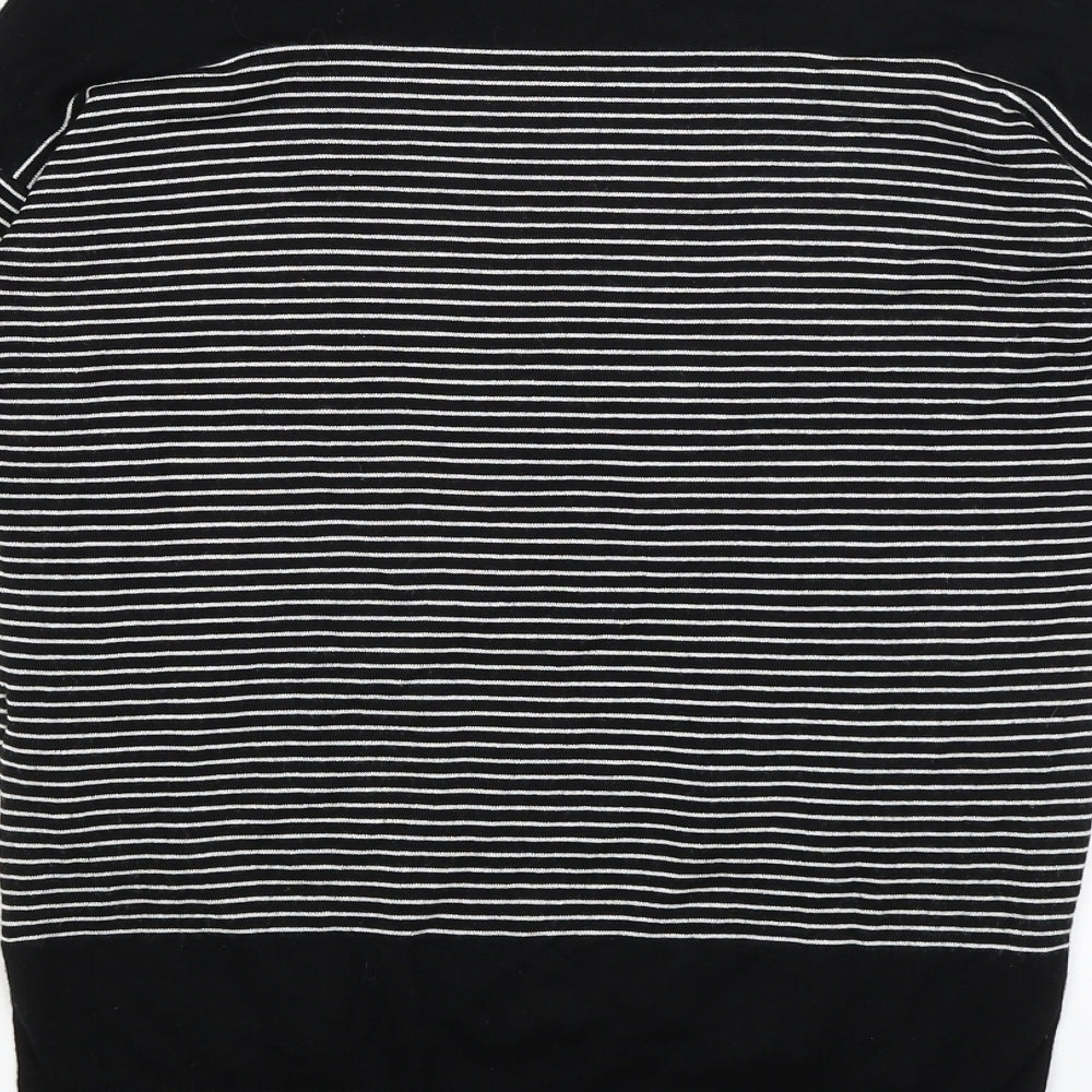 Brand and care label for Atmosphere women’s black striped jumper, size UK 8
