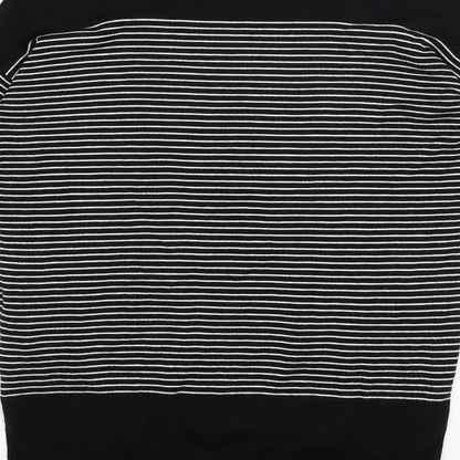 Brand and care label for Atmosphere women’s black striped jumper, size UK 8