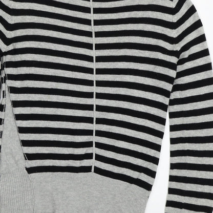 H&M Womens Grey Striped  Pullover Jumper Size 34