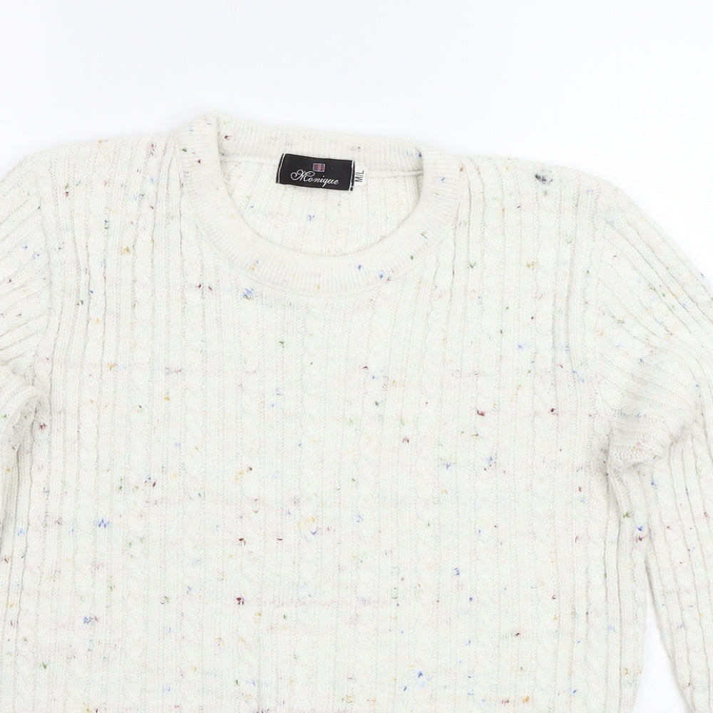 Monique Womens White   Pullover Jumper Size M