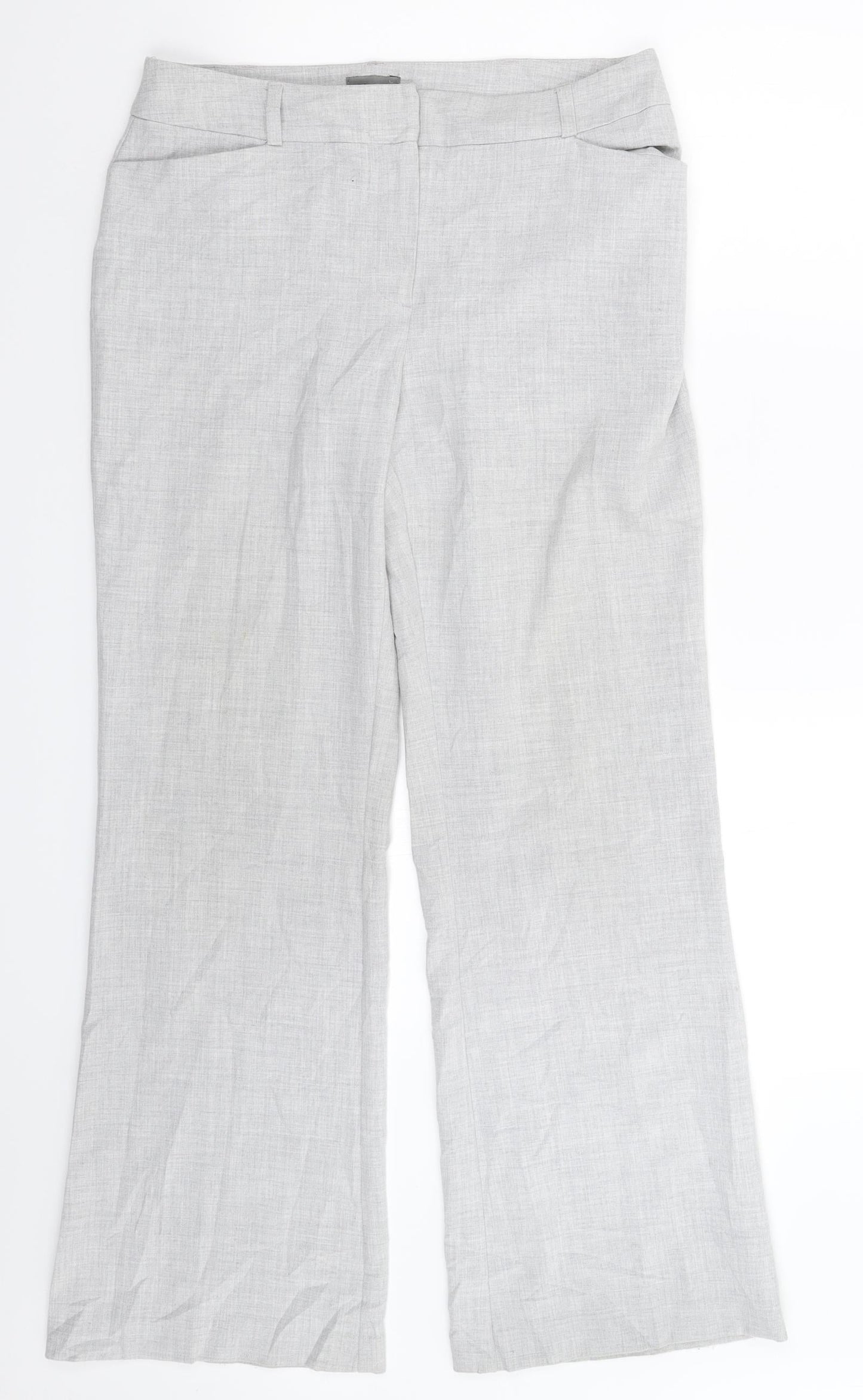 Womens UK Size 12 Preworn Regular Fit Dress Pants Grey Trousers