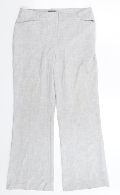 Womens UK Size 12 Preworn Regular Fit Dress Pants Grey Trousers