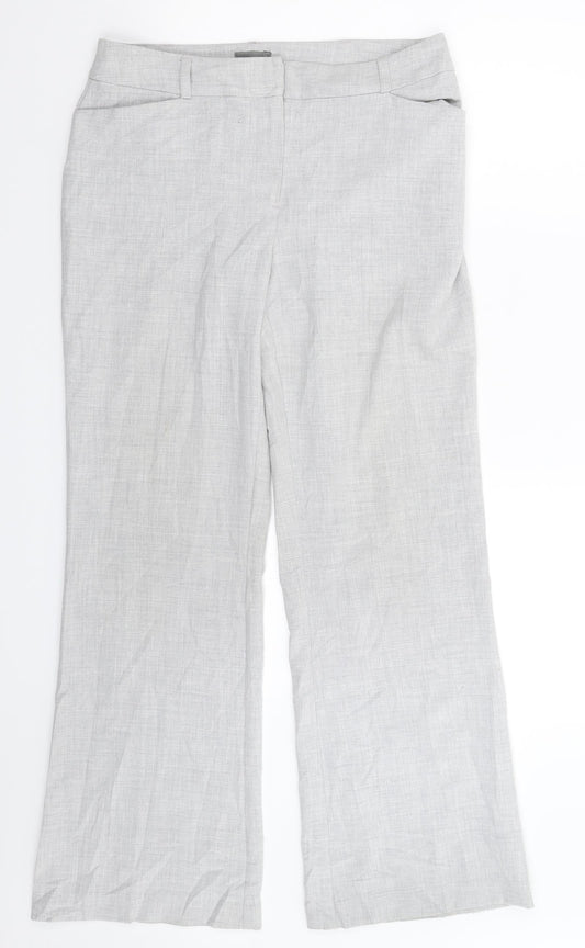 Womens UK Size 12 Preworn Regular Fit Dress Pants Grey Trousers