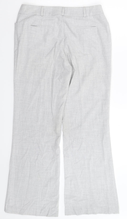 Womens UK Size 12 Preworn Regular Fit Dress Pants Grey Trousers