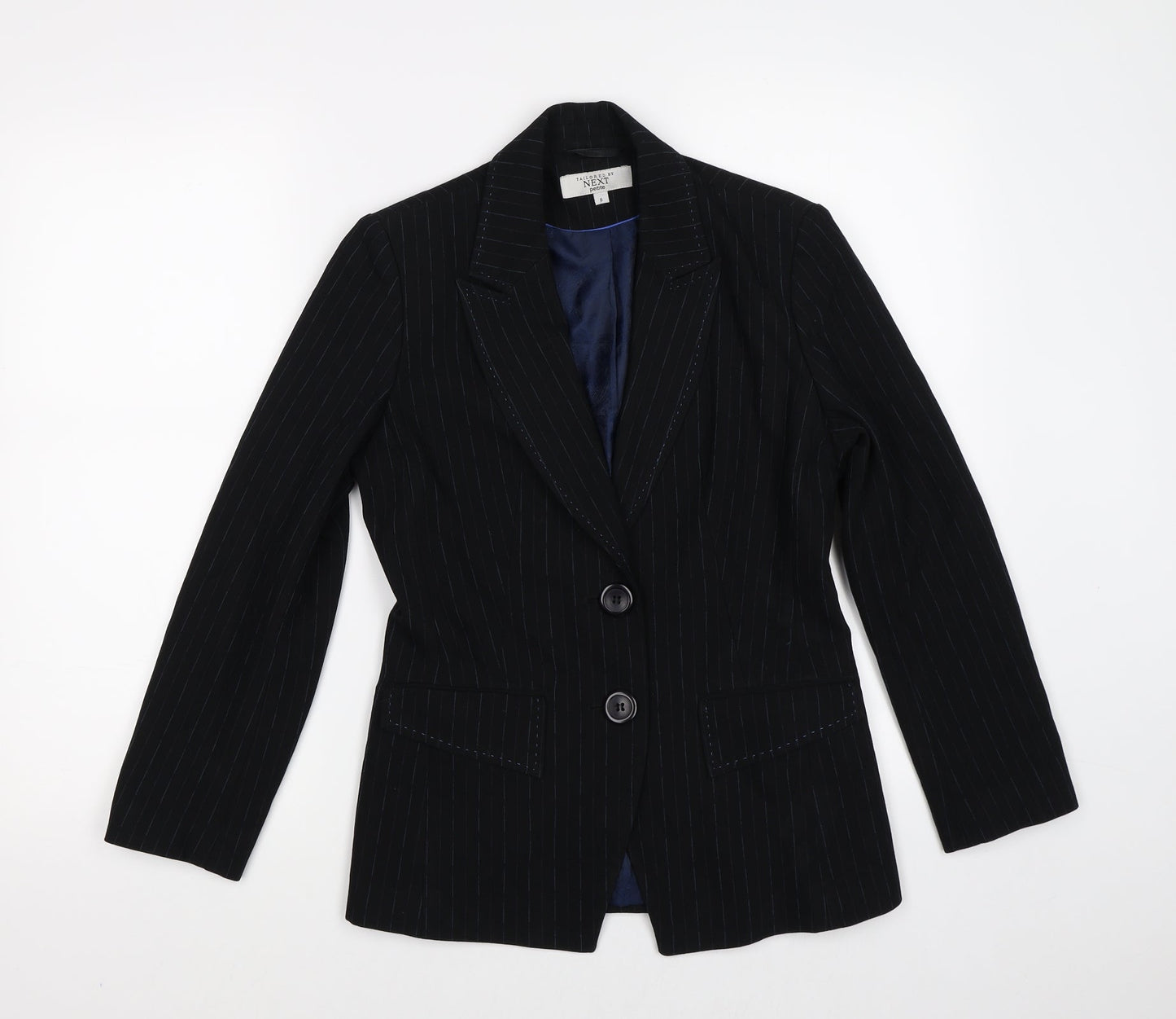 NEXT Womens Black Striped  Jacket Suit Jacket Size 8