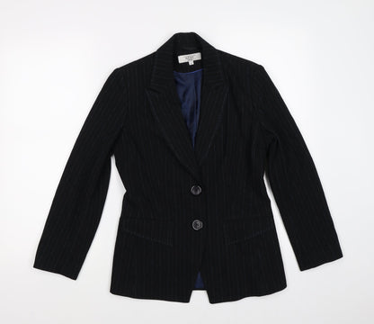 NEXT Womens Black Striped  Jacket Suit Jacket Size 8