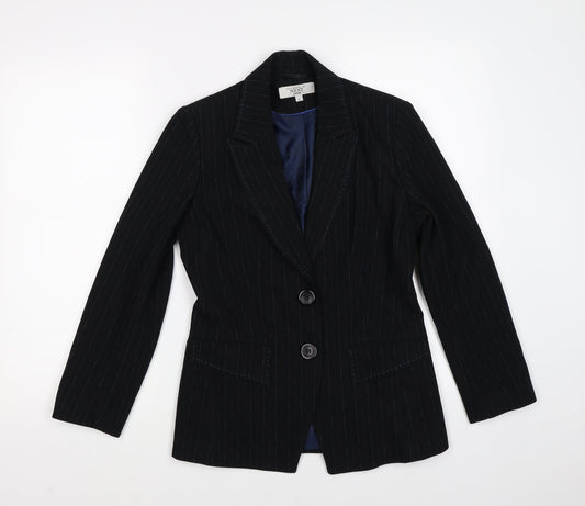 NEXT Womens Black Striped  Jacket Suit Jacket Size 8