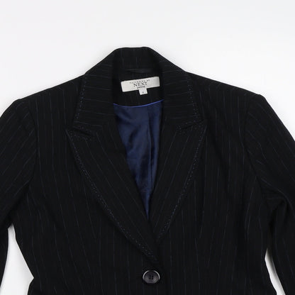 NEXT Womens Black Striped  Jacket Suit Jacket Size 8