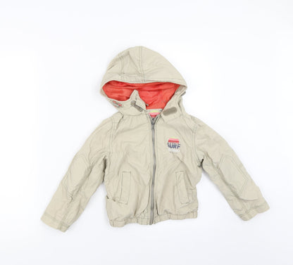 Front view of Next boys’ beige jacket, size 3, years