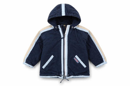Front view of STEFFENS boys’ blue jacket, size 18, months