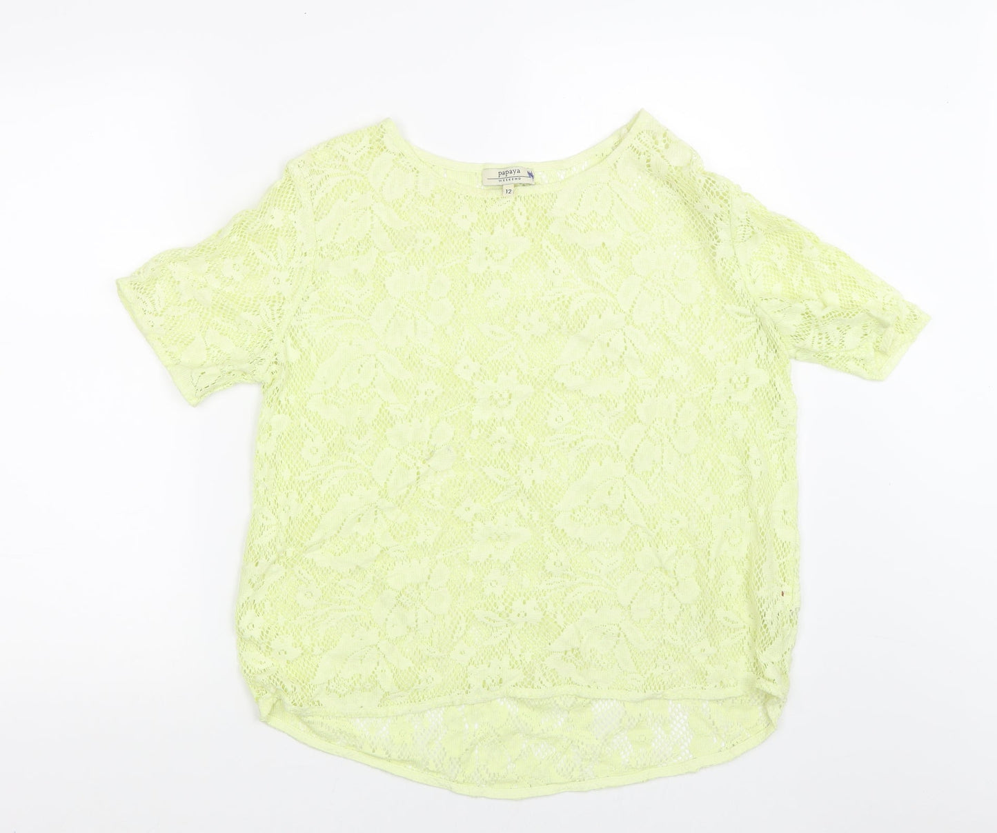 Papaya Womens Yellow   Basic T-Shirt Size 12