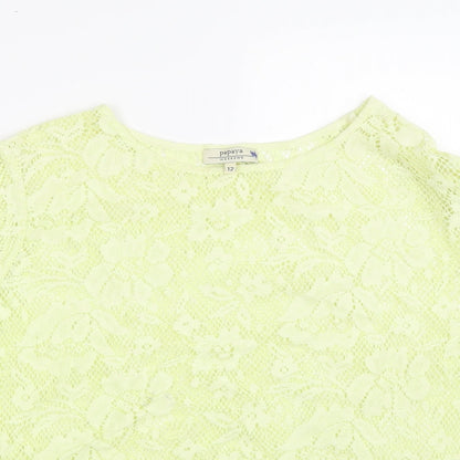 Papaya Womens Yellow   Basic T-Shirt Size 12