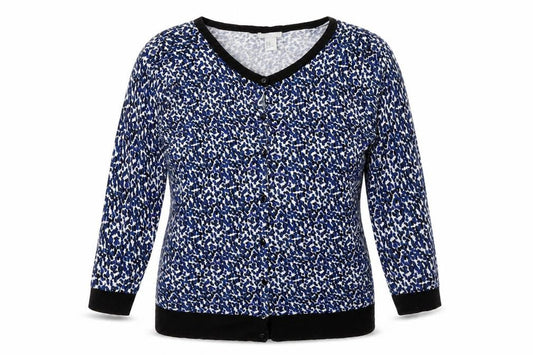 H&M Womens Blue Geometric Knit Cardigan Jumper Size M