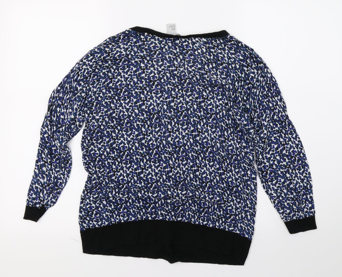 H&M Womens Blue Geometric Knit Cardigan Jumper Size M