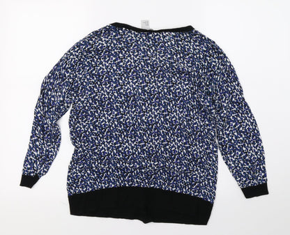 H&M Womens Blue Geometric Knit Cardigan Jumper Size M