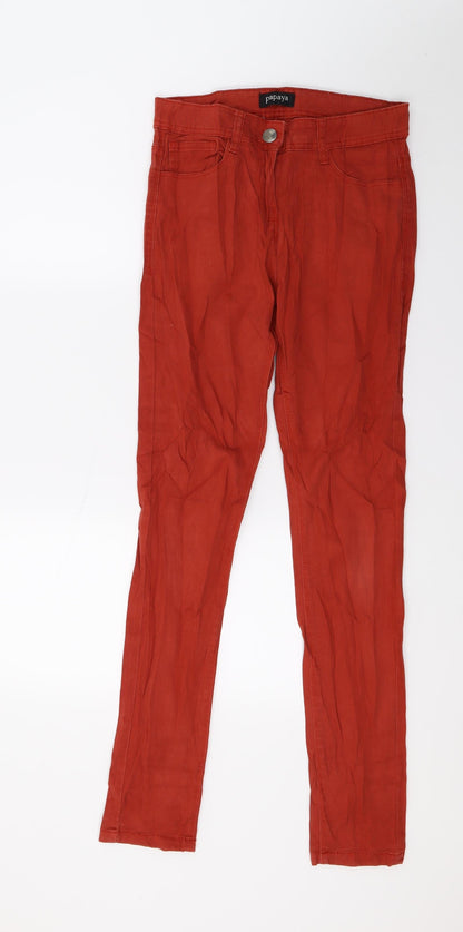 Papaya Womens Orange  Denim Skinny Jeans Size 10 L31 in