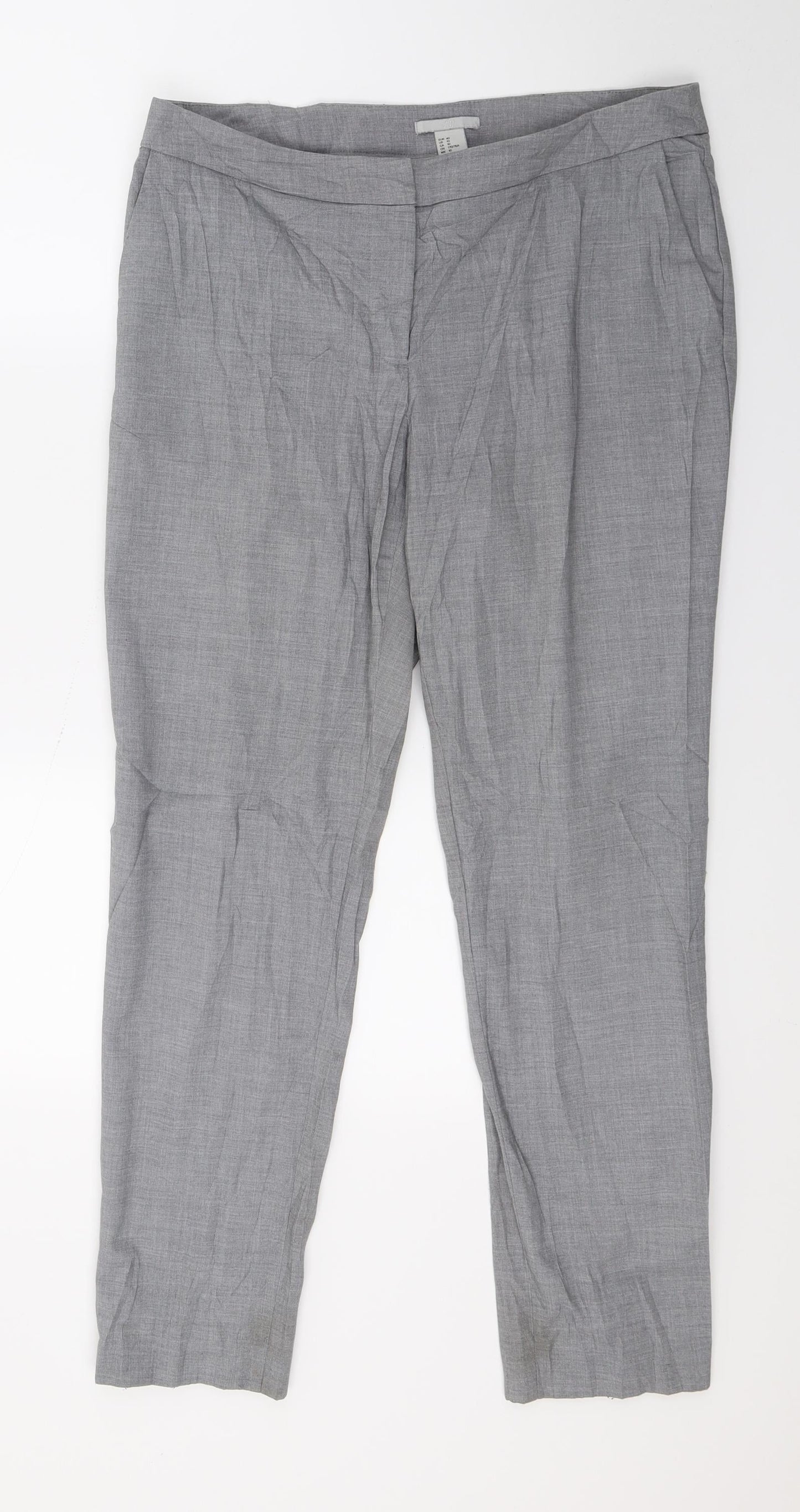 Womens UK Size 12 H&M Regular Fit Cropped Grey Trousers