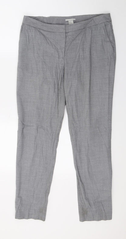 Womens UK Size 12 H&M Regular Fit Cropped Grey Trousers