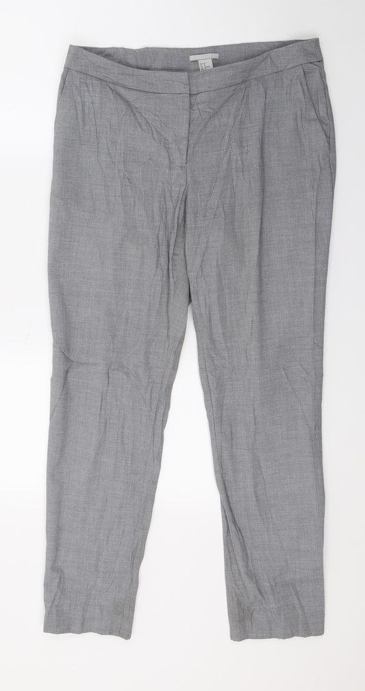 Womens UK Size 12 H&M Regular Fit Cropped Grey Trousers