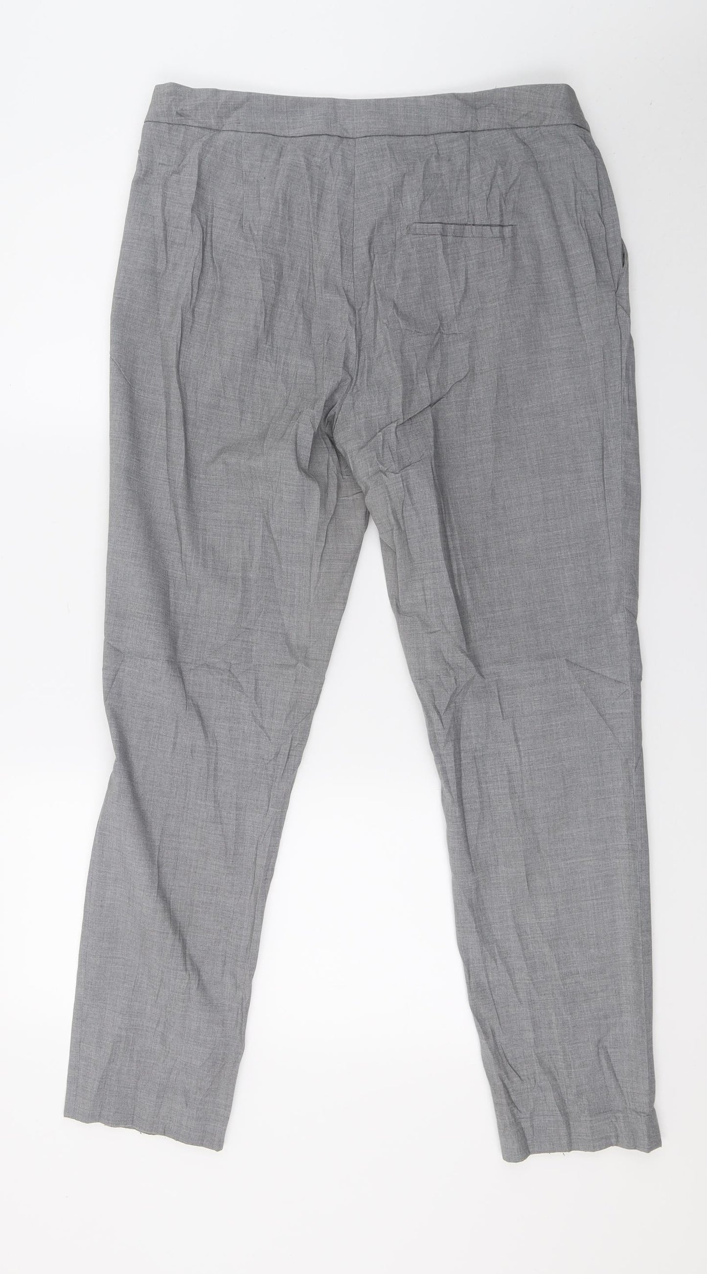 Womens UK Size 12 H&M Regular Fit Cropped Grey Trousers