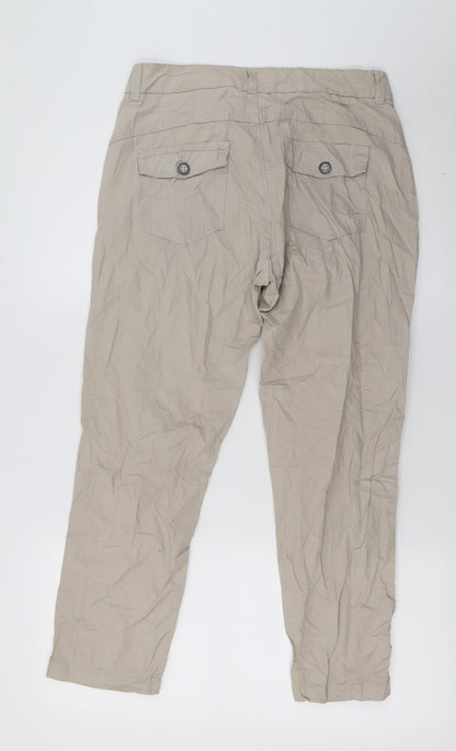 Womens UK Size 34 in Street One Regular Fit Cropped Brown Trousers