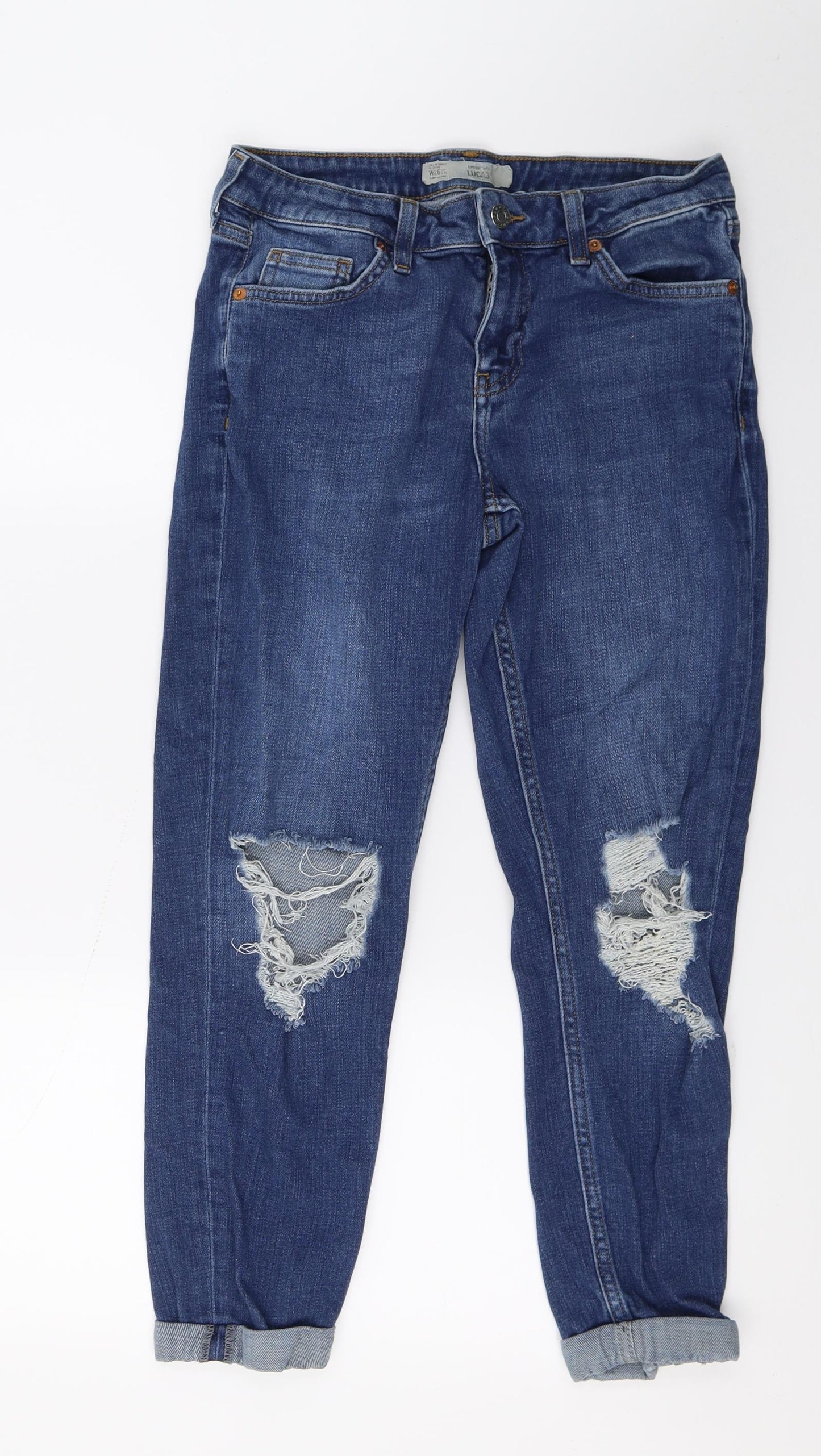 Topshop Womens Blue  Denim Straight Jeans Size 26 in L23 in