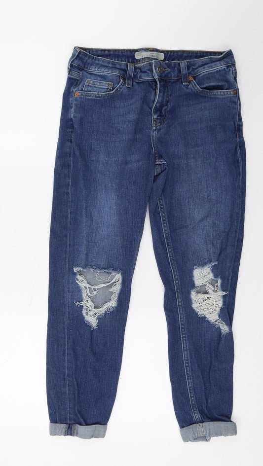 Topshop Womens Blue  Denim Straight Jeans Size 26 in L23 in