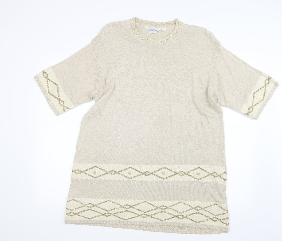 Sensations Womens Beige  Knit Pullover Jumper Size L