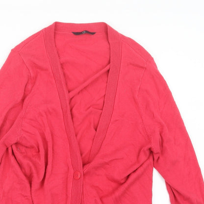 e. Womens Pink  Knit Cardigan Jumper Size 14