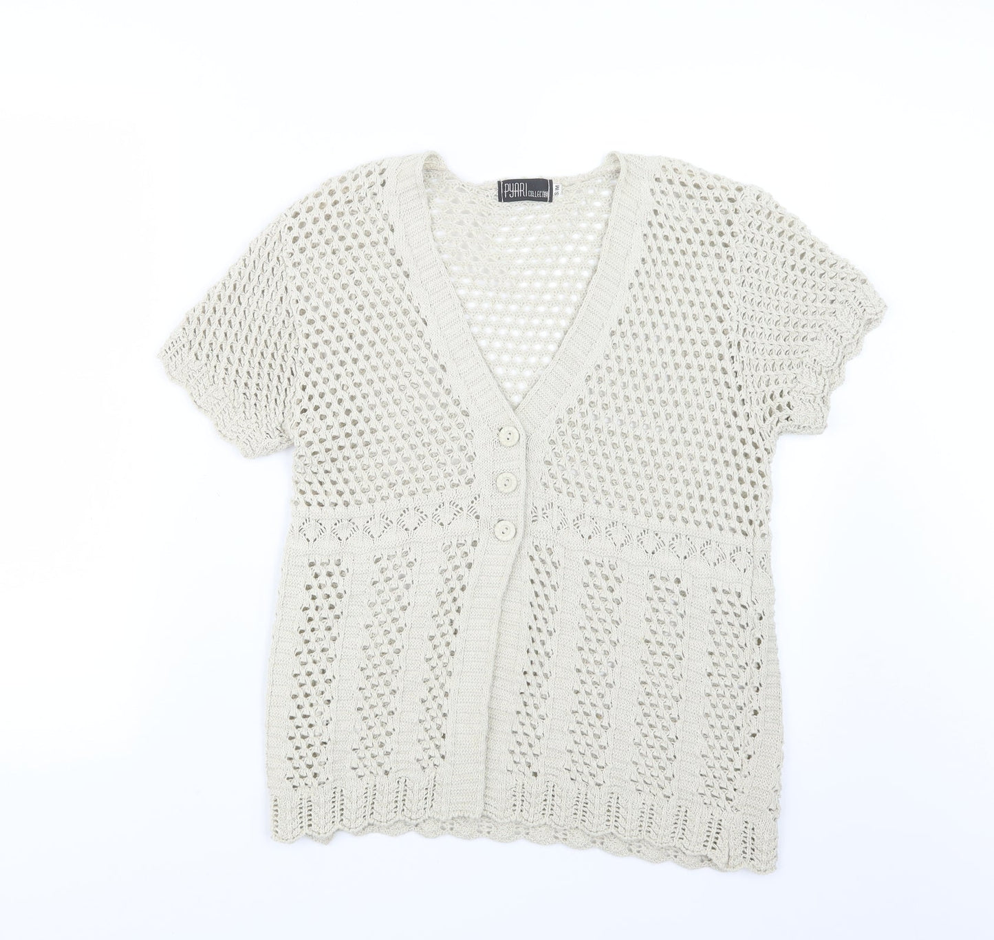 Pyari Womens Beige  Knit Cardigan Jumper Size S